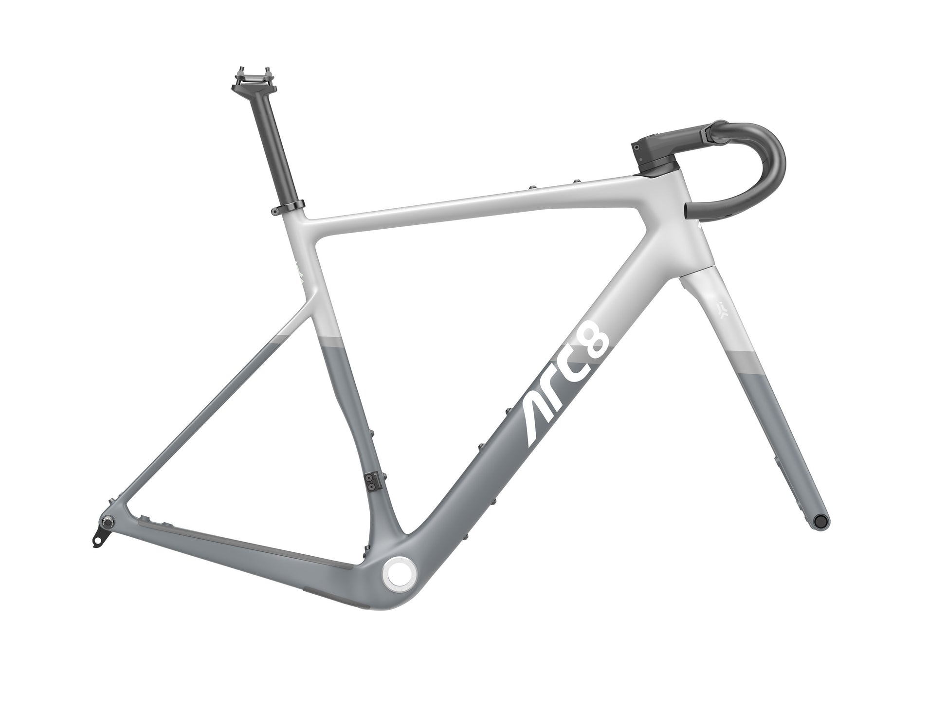 ARC8 Eero Matt Light Grey / Matt Dark Grey. Frameset complete with Seatpost, Stem & Handlebars