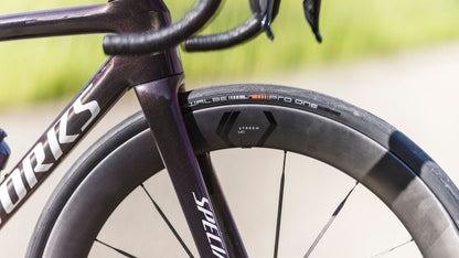 NEWMEN Streem S.60 VONOA front aero road wheel  on a S-Works Tarmac